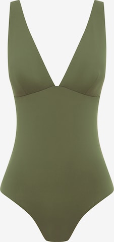 SEA LEVEL Triangel Badpak 'Essentials Longline' in Groen: voorkant