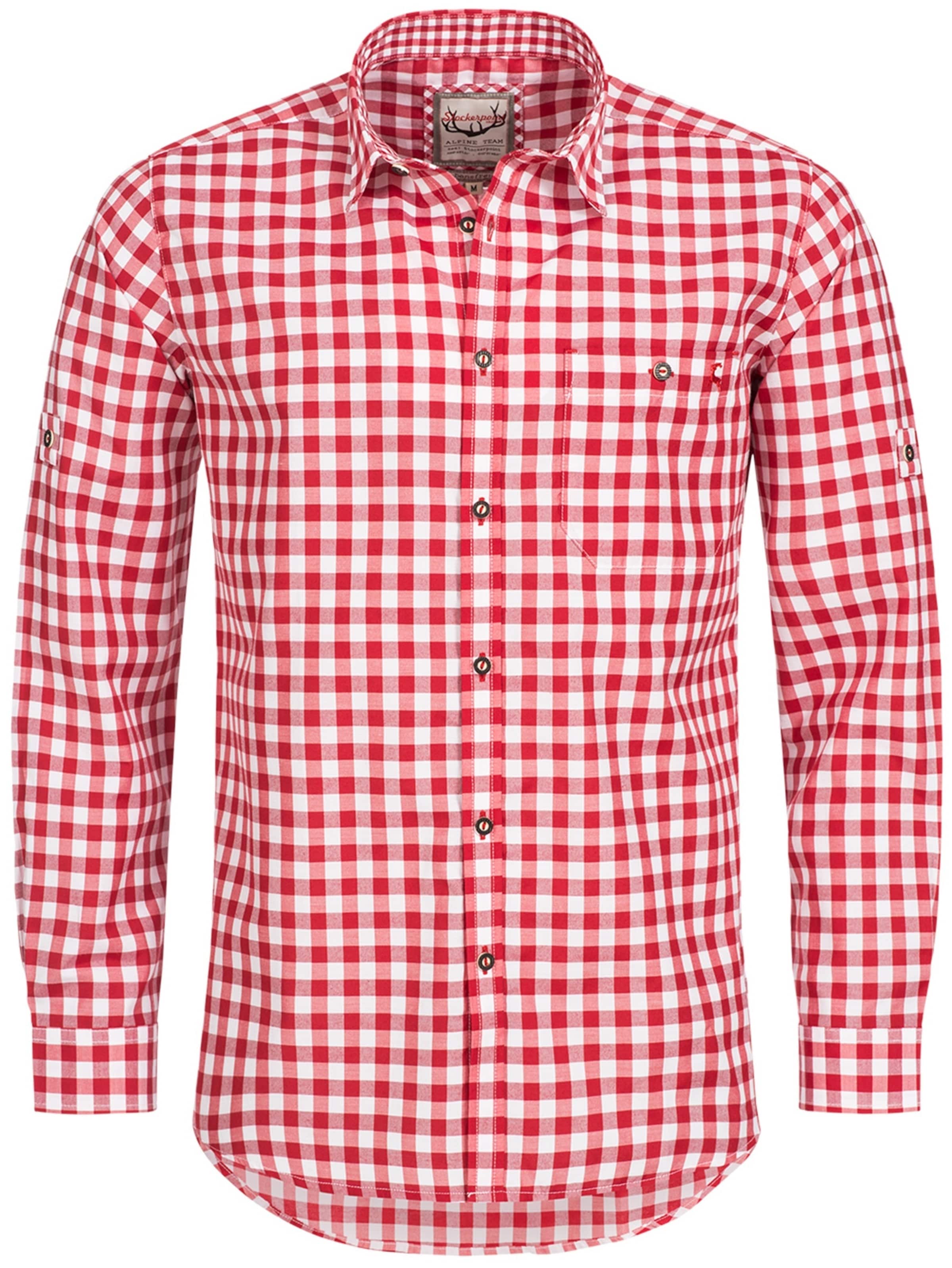 STOCKERPOINT Regular fit Klederdracht overhemd 'Franzl' in Rood: voorkant