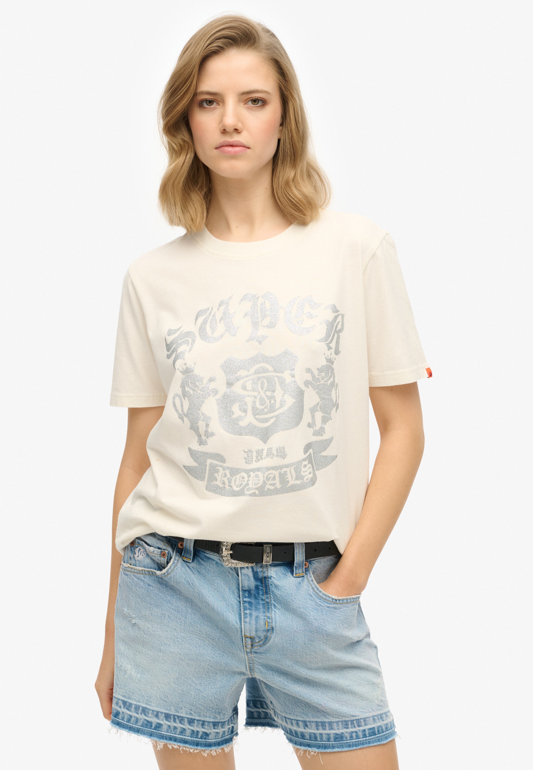 T-shirt 'Varsity' Superdry en blanc : devant