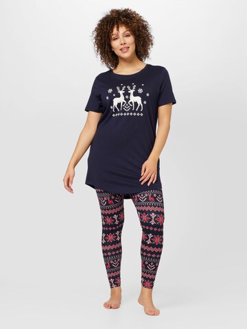 ONLY Carmakoma Pyjama 'CHRISTMAS' in Blauw: voorkant