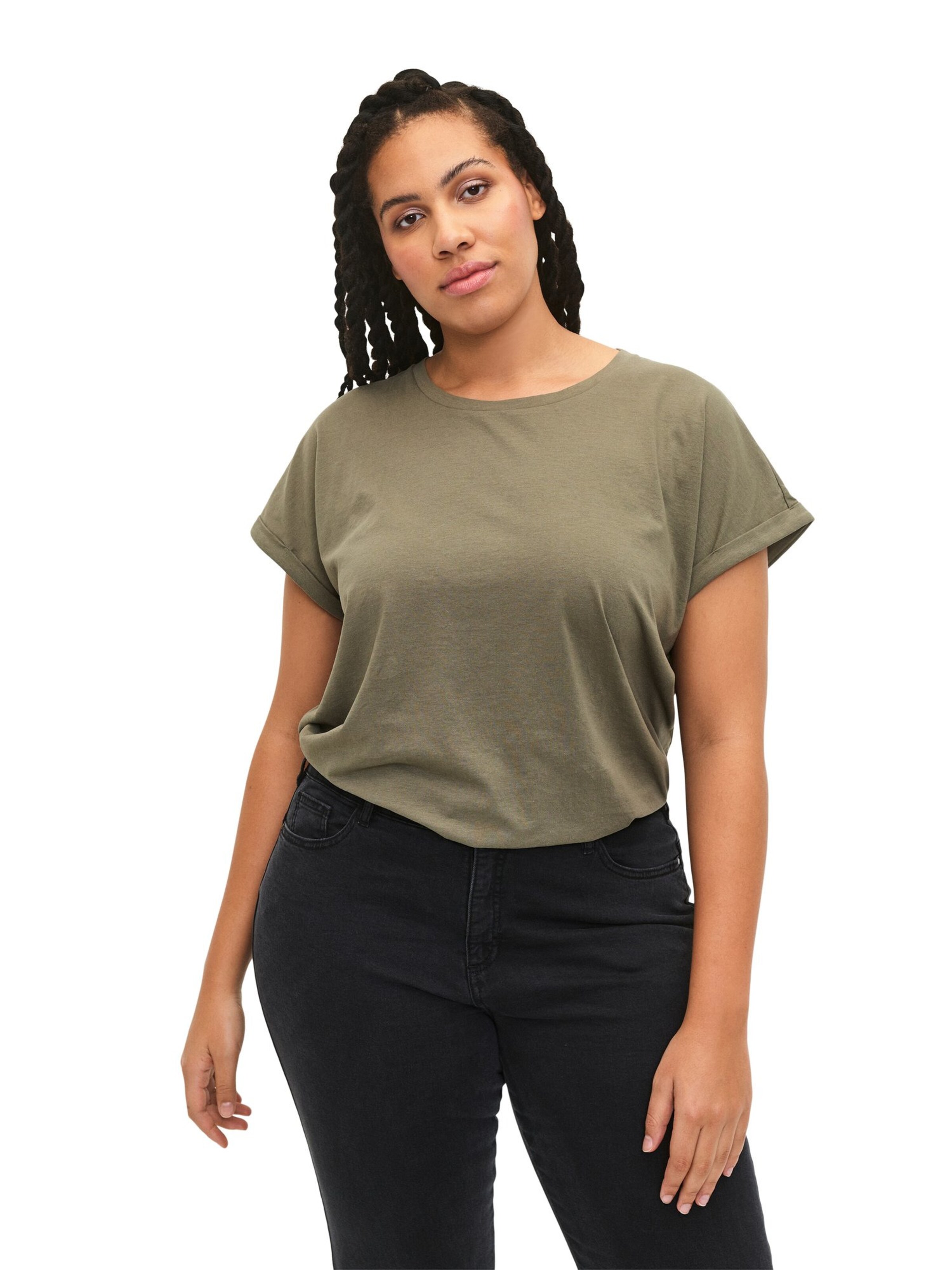 Zizzi Shirts 'KATJA' i grøn: forside