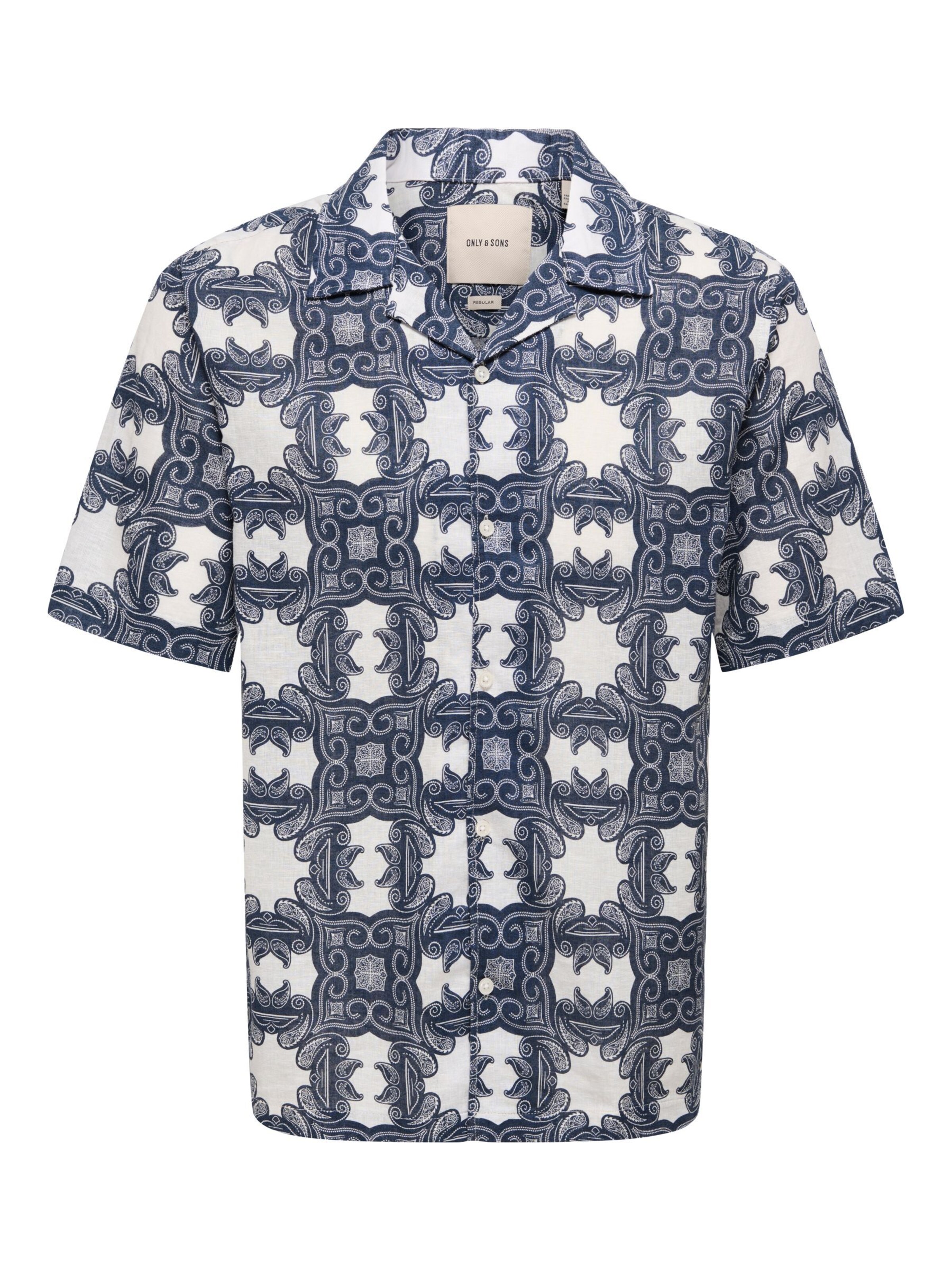 Only & Sons Camisa 'ONSCAIDEN' en azul oscuro / blanco, Vista del producto