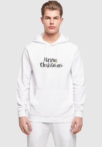 Merchcode Sweatshirt 'Merry Christmas Lights' in Wit: voorkant