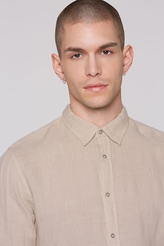 CMPD Super Slim Fit Button Up Shirt in Beige