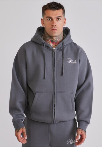 SikSilk Zip-Up Hoodie 'Essentials' in Grey: front