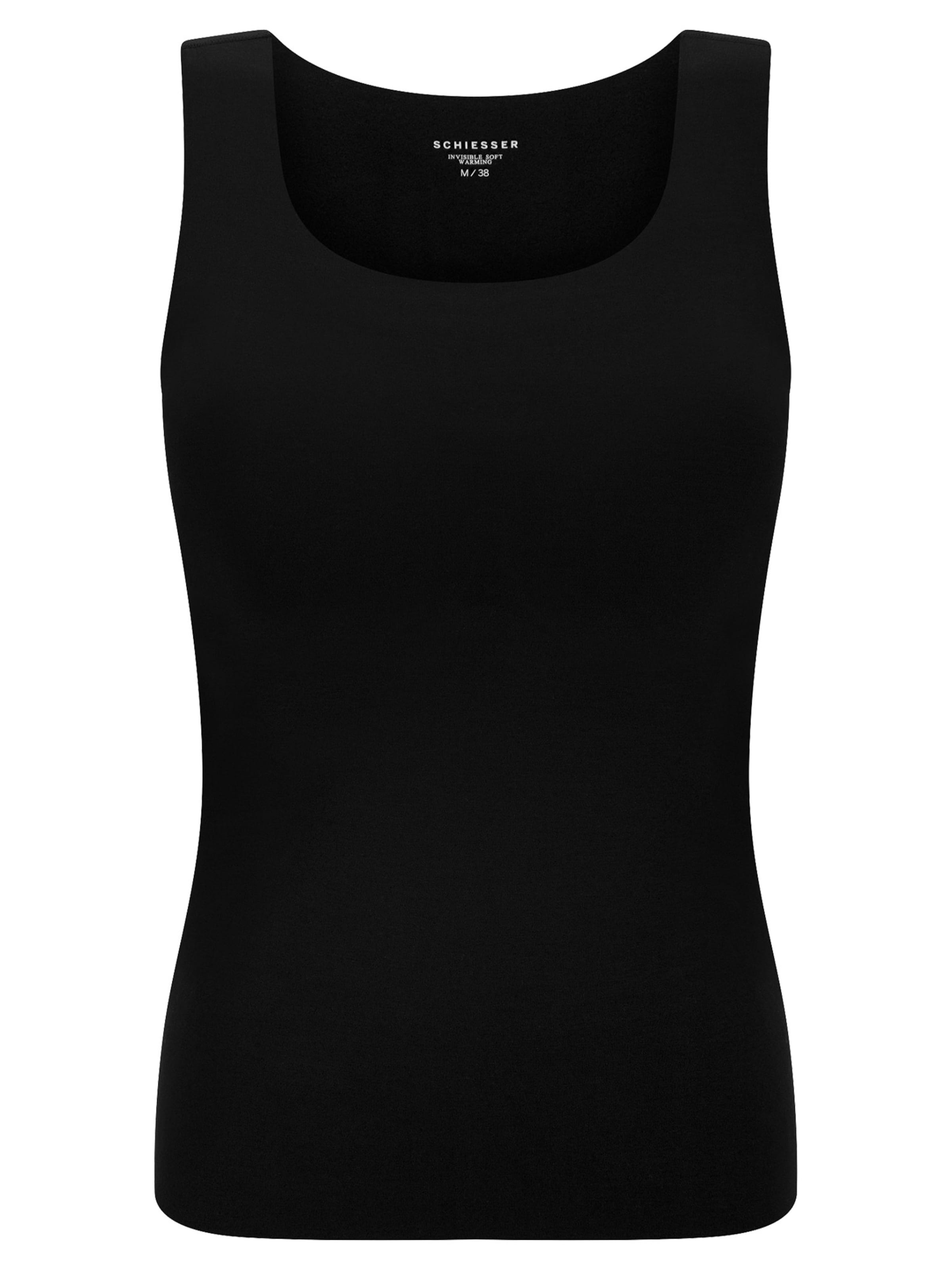 SCHIESSER Onderhemd ' Invisible Soft Warming ' in Zwart: voorkant