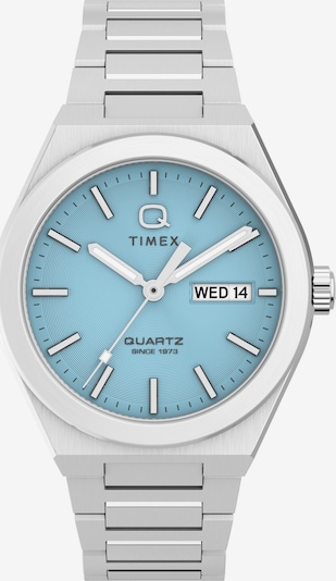 TIMEX Montre à affichage analogique 'Q Timex® Continental Day and Date' en bleu clair / argent, Vue avec produit