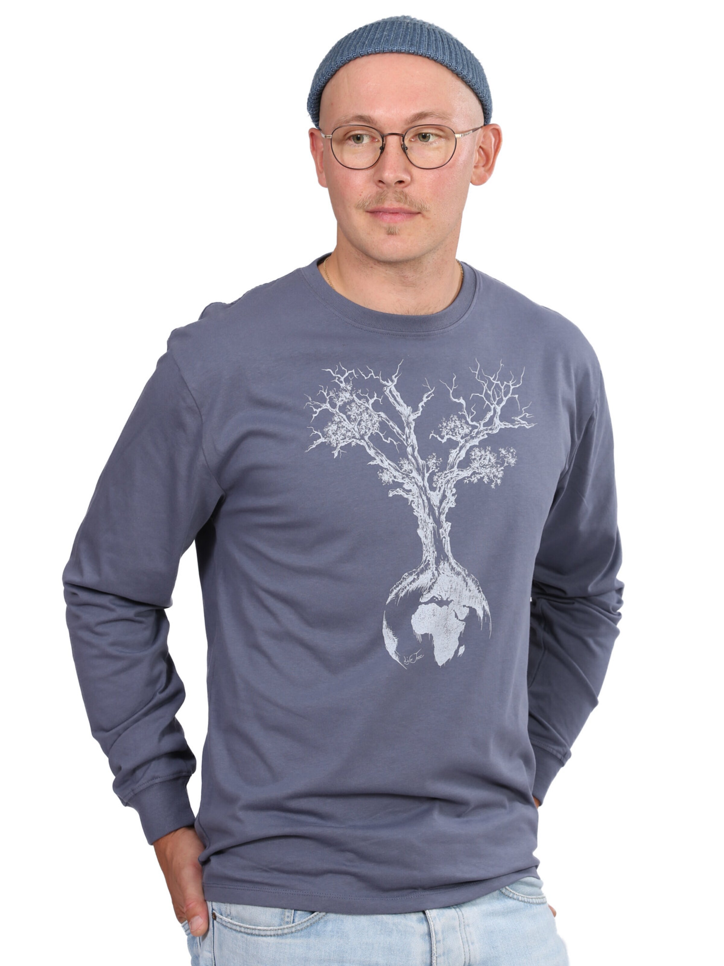Life-Tree Shirt 'Fairwear Weltenbaum'‌‌‌‌‌‌‌ in Blau: Vorderseite