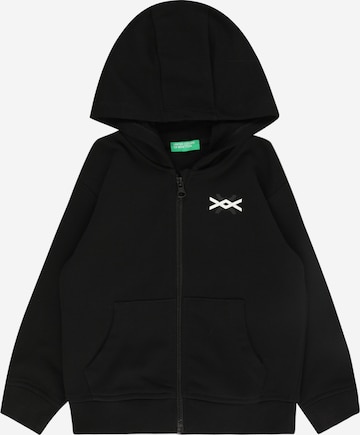 UNITED COLORS OF BENETTON Zip-Up Hoodie in Black: front