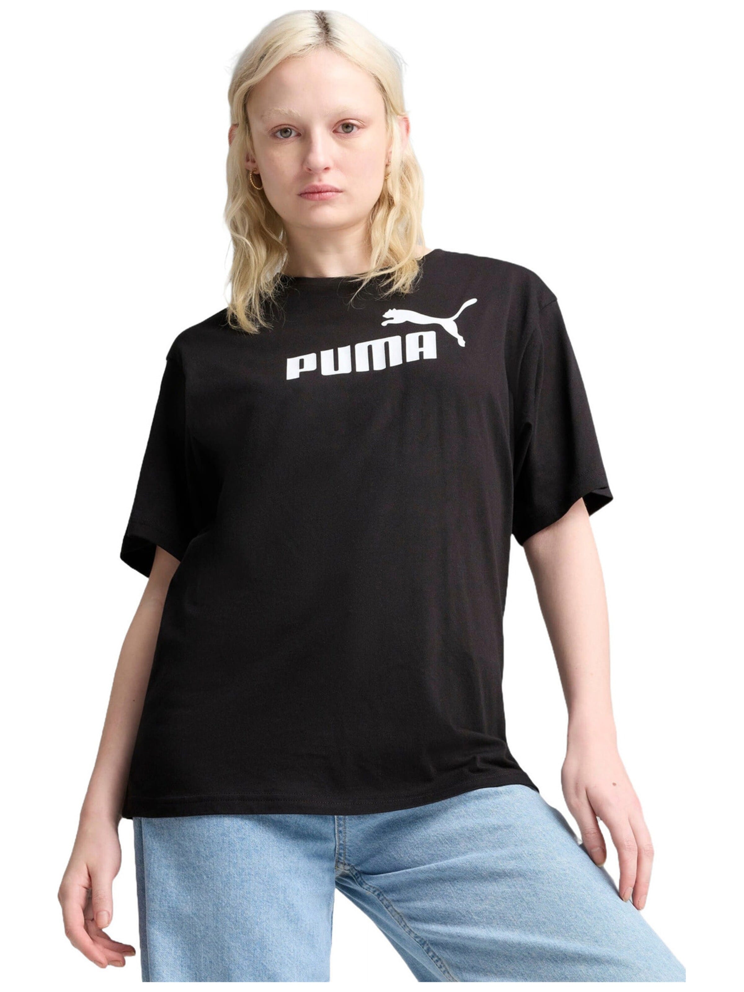 PUMA Shirt 'Puma Ess No. 1 Logo Relaxed Tee' in Zwart: voorkant