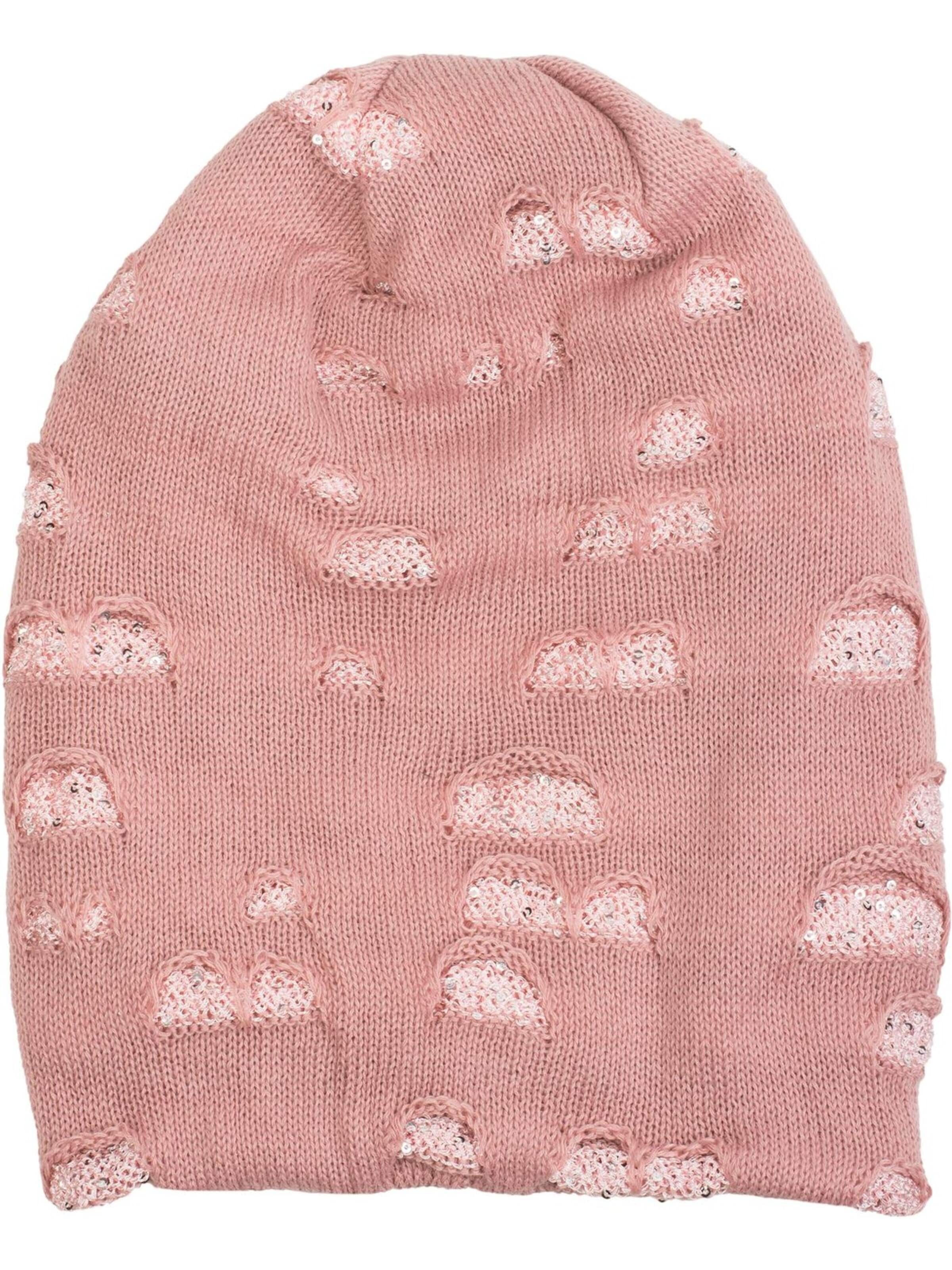 styleBREAKER Mütze 'Feinstrick Beanie mit Pailletten im Destroyed Look'‌‌‌‌‌‌‌‌‌ in Pink