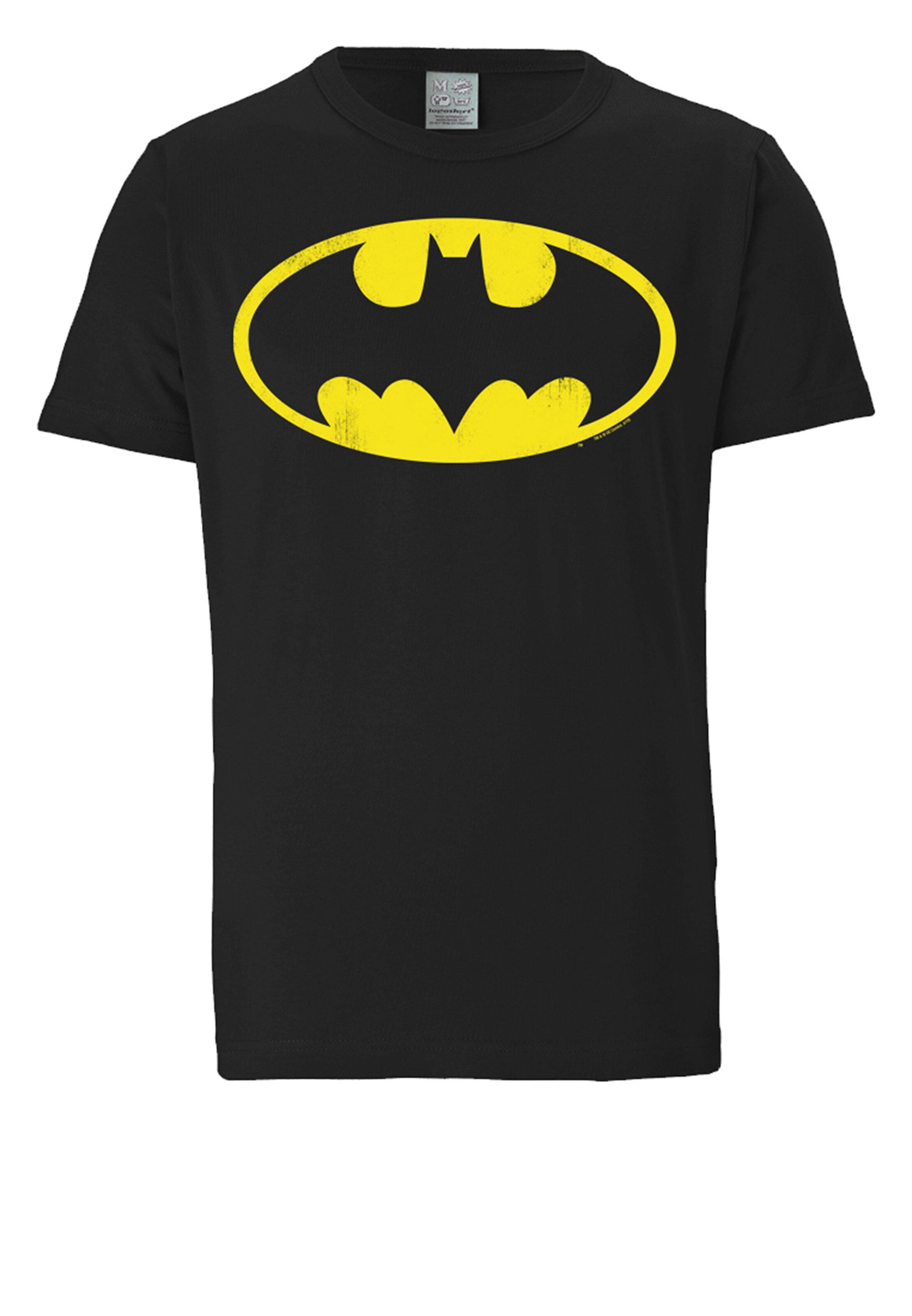 LOGOSHIRT T-Shirt 'DC Comics - Batman Logo' in Schwarz: Vorderseite