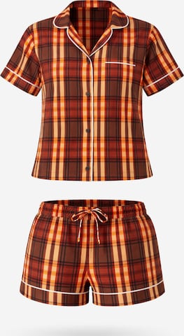 Shorty 'Leafletic Women’s Check Night Wear Short Set for Women' di LEAFLETIC in marrone: frontale