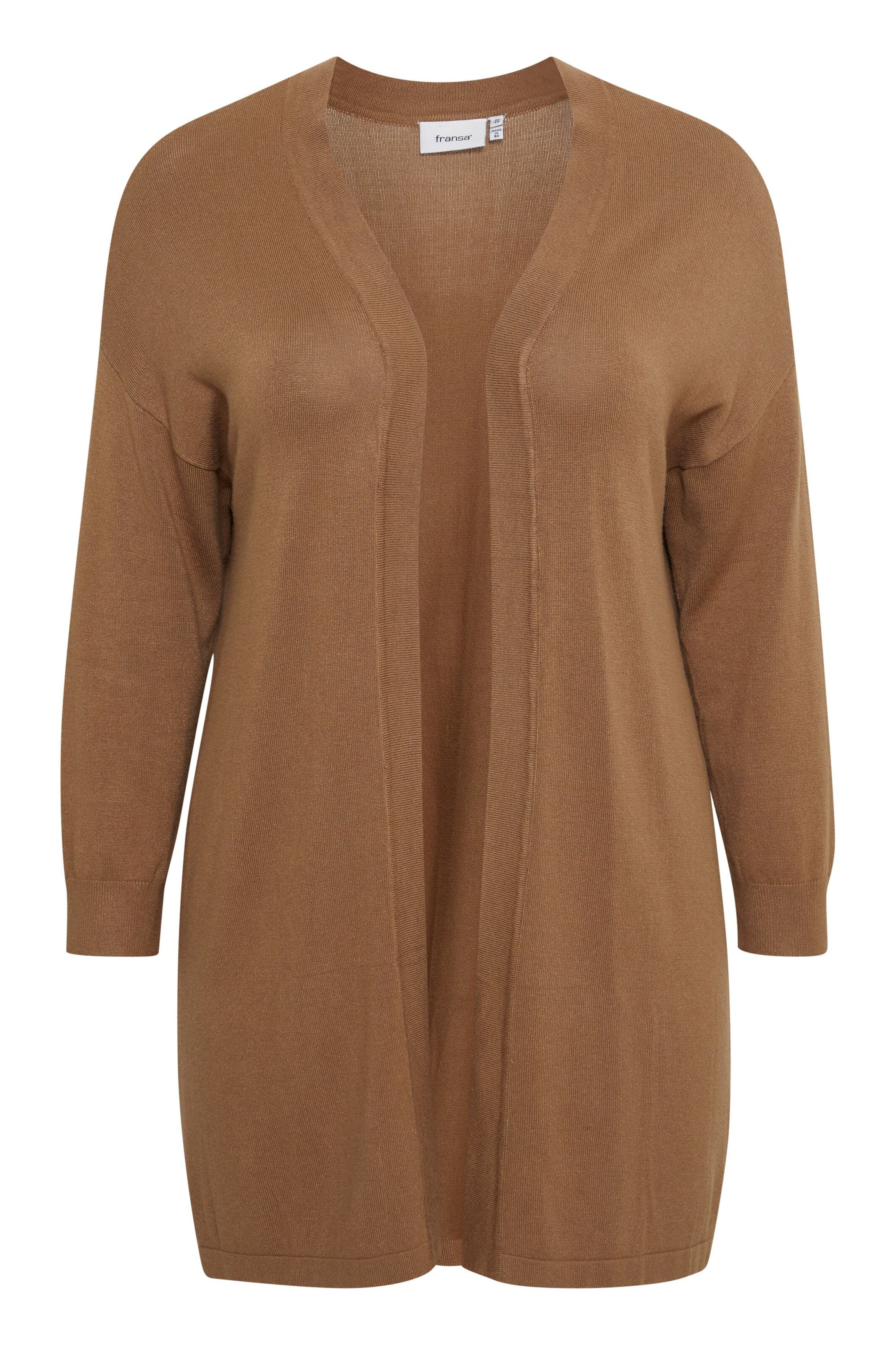 Fransa Curve Strickjacke 'FPBlume' in Braun: Vorderseite