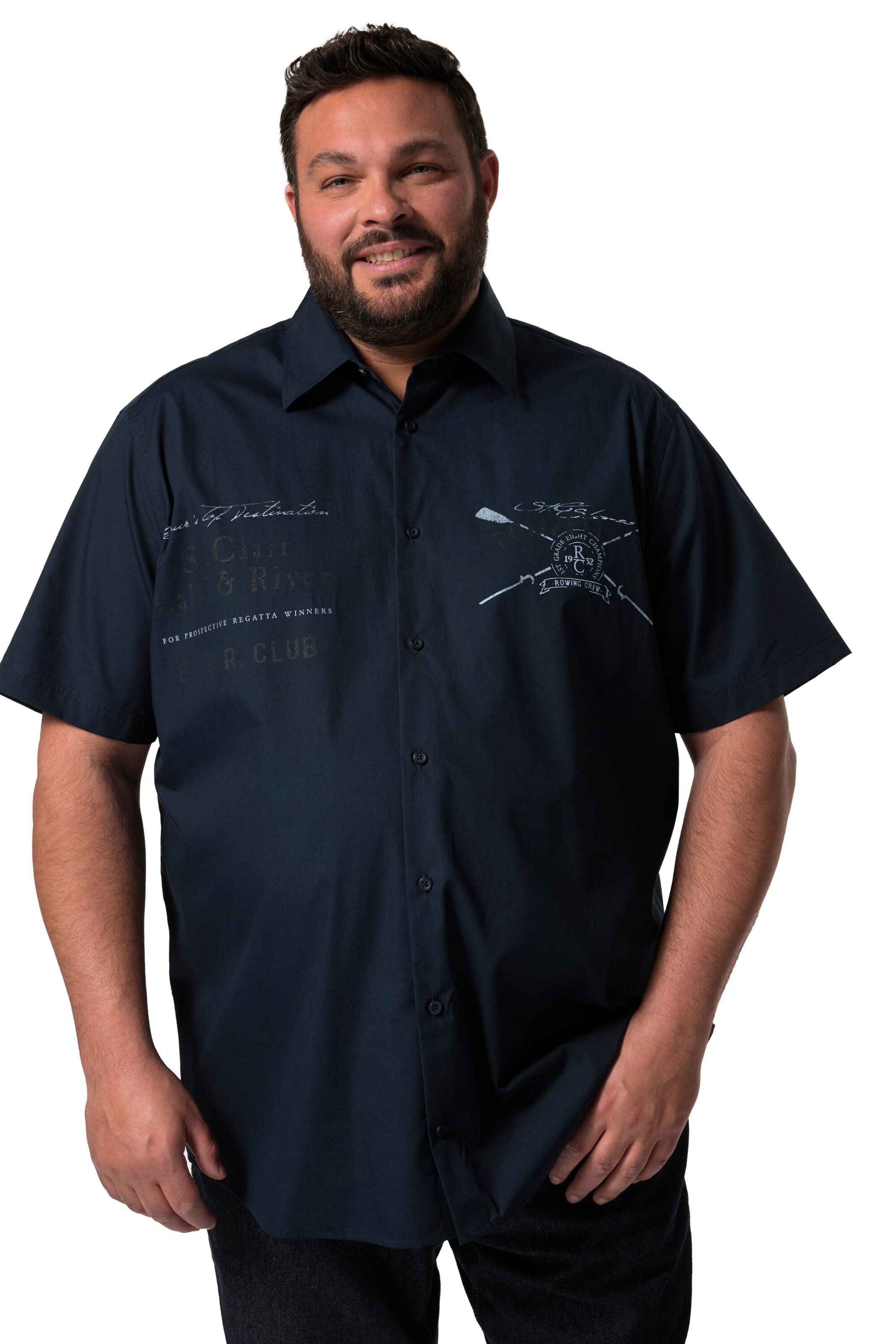 Men Plus Regular fit Overhemd in Blauw: voorkant