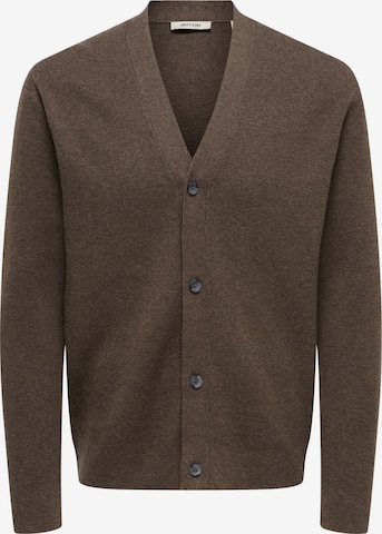 Only & Sons Knit Cardigan 'ONSTing' in Brown: front