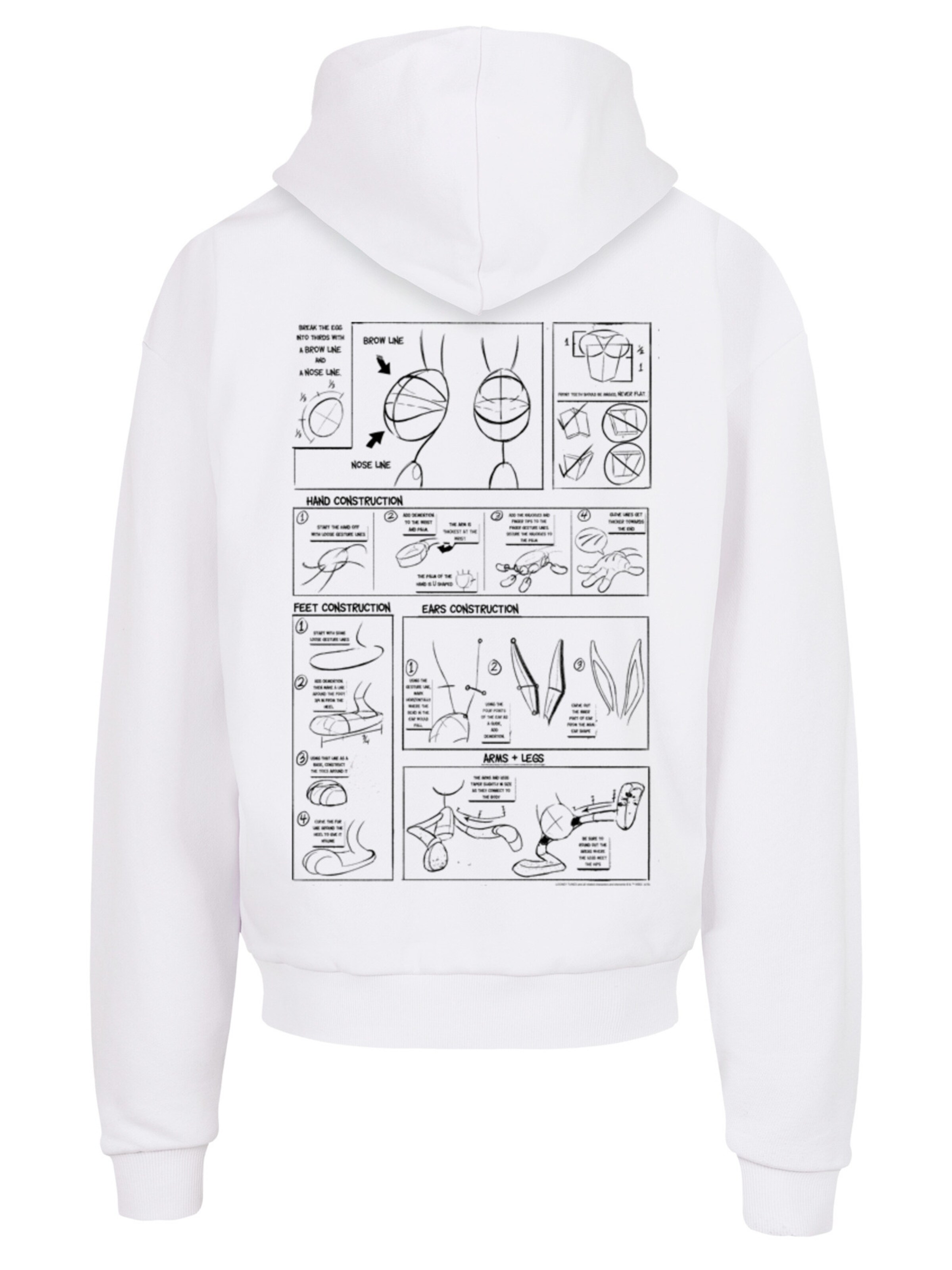 F4NT4STIC Sweatshirt 'Looney Tunes Bugs Bunny Construction' in Wit: voorkant