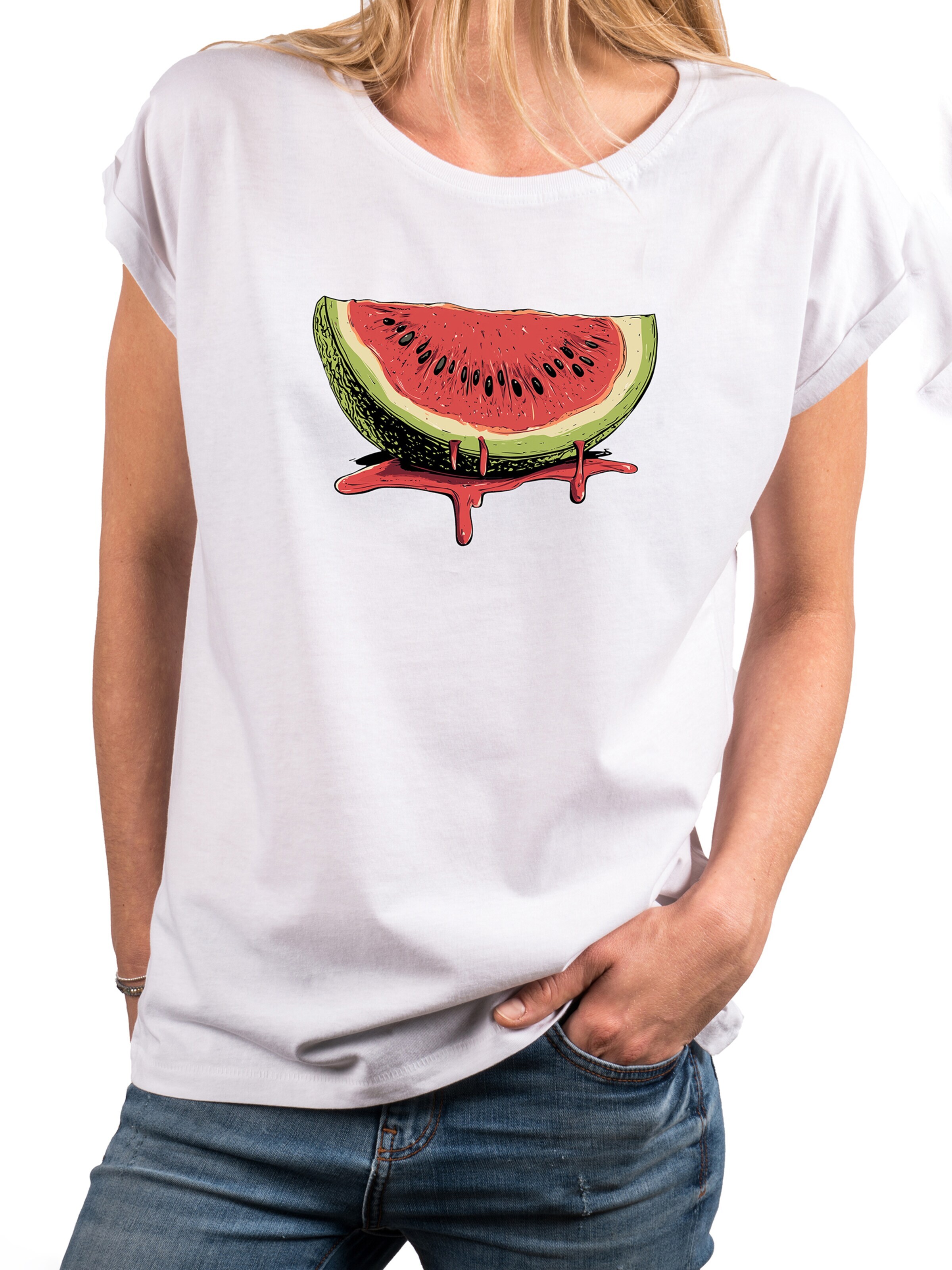 MAKAYA Shirt 'Watermelon' in White