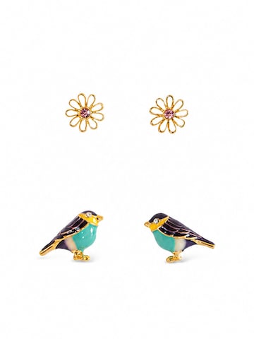 Boucles d'oreilles 'Bird and Flower' RteRme en or : devant