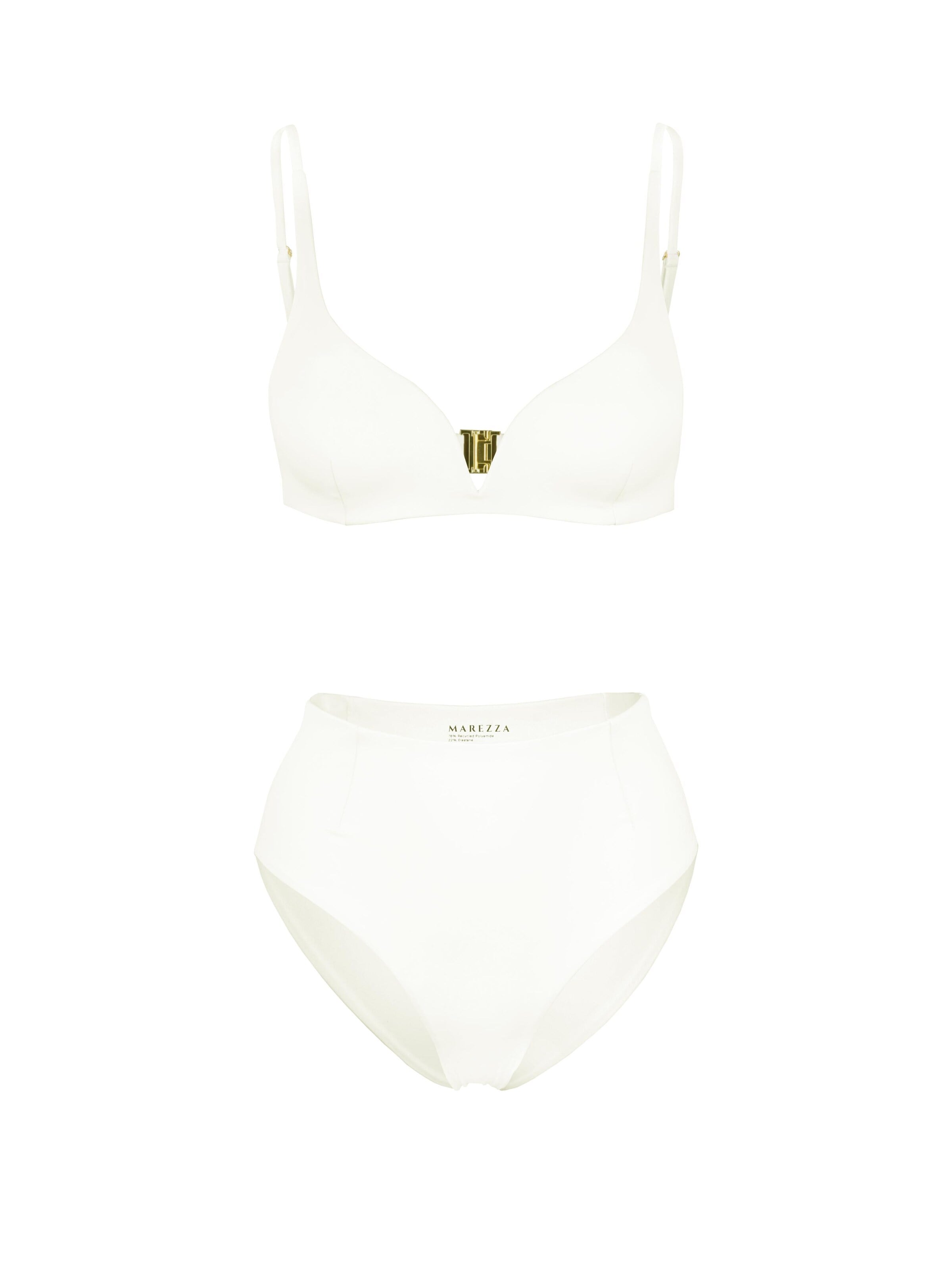 Bikini 'Ligeia Darted Ivory Bikini Set' MAREZZA en beige : devant