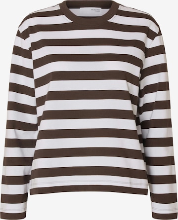 T-shirt 'SLFESSENTIAL' SELECTED en marron : devant