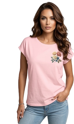 MAKAYA Shirt 'Three Roses' in Pink: front