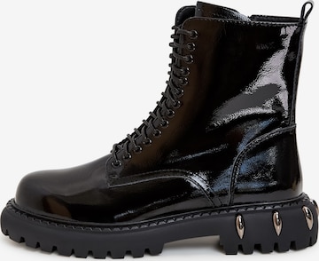 CESARE GASPARI Lace-Up Ankle Boots in Black: front