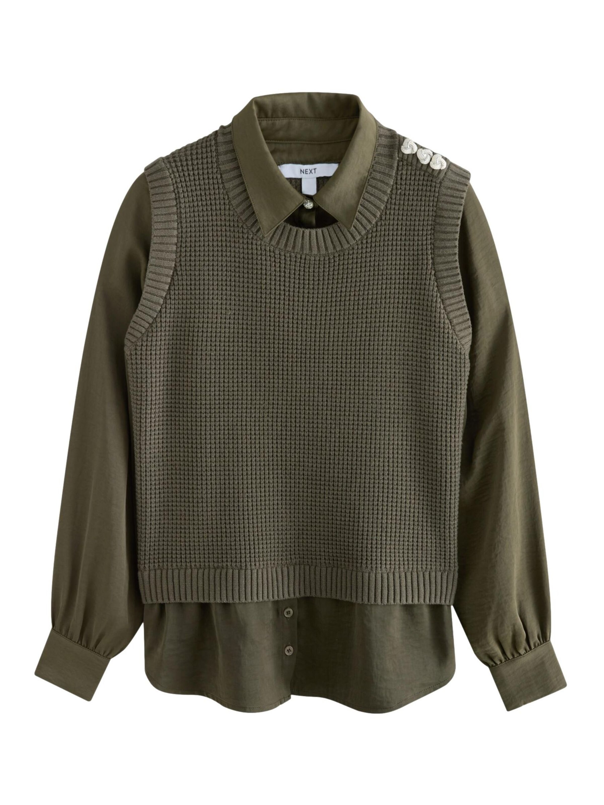 Next Strickweste in Grün: Vorderseite