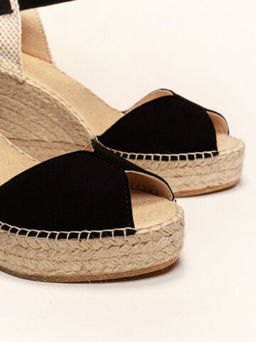 Alhamas - Sandalias con hebilla 'Alpargata Cuña 10 cm' en negro