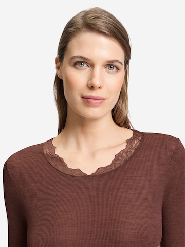 Hanro Shirt ' Woolen Lace ' in Bruin