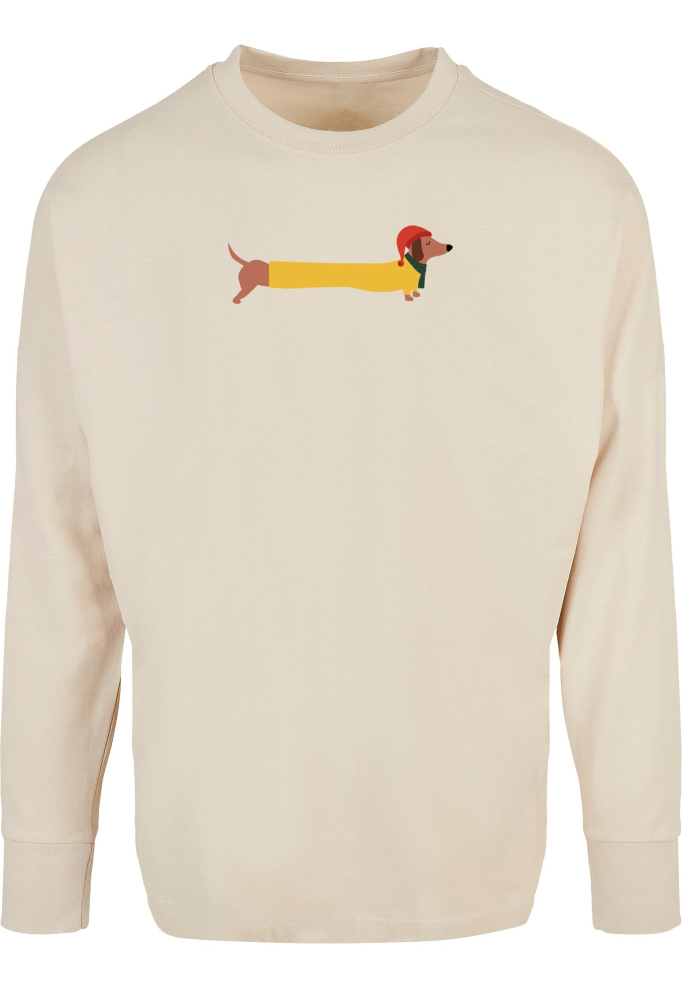 Merchcode Shirt 'Christmas Dog' in Beige: voorkant
