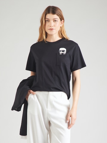 Karl Lagerfeld T-Shirt 'IKON PEAK-A-BOO' in Schwarz: Vorderseite