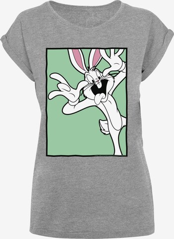 F4NT4STIC Shirt 'Looney Tunes Bugs Bunny Funny Face' in Grijs: voorkant
