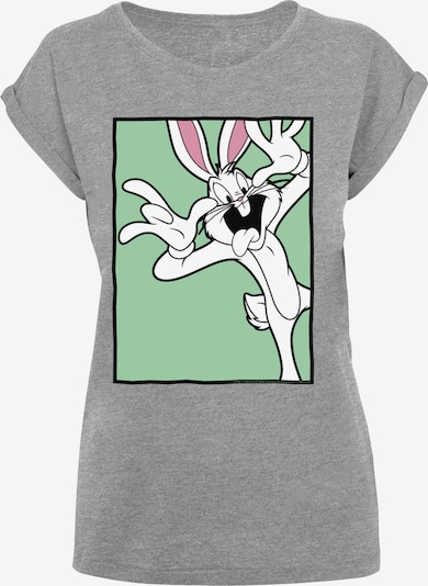 F4NT4STIC T-Shirt 'Looney Tunes Bugs Bunny Funny Face' in graumeliert / hellgrün / schwarz / weiß, Produktansicht
