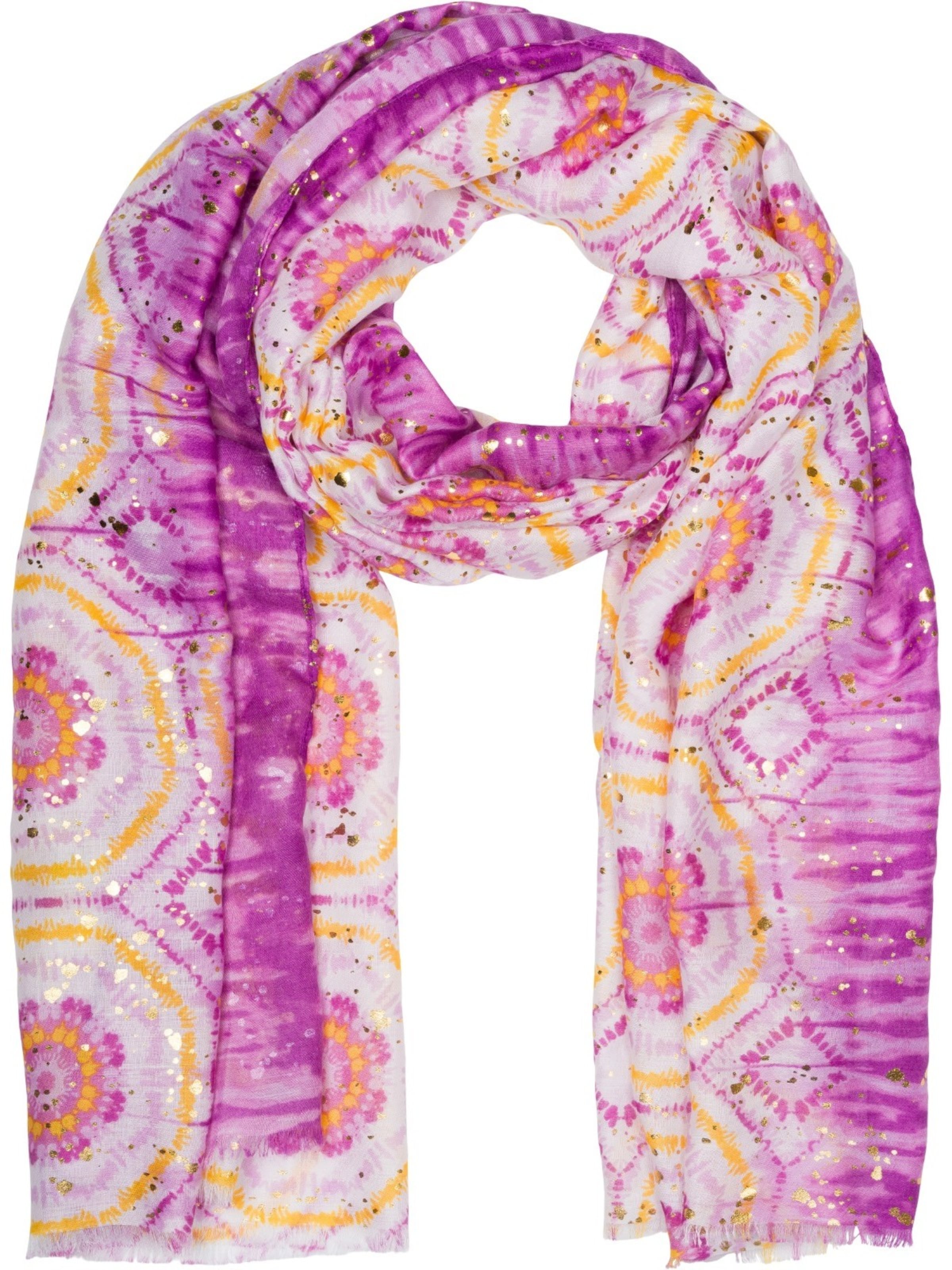 styleBREAKER Schal 'Schal mit Batik Muster Metallic'‌‌ in Lila: Vorderseite