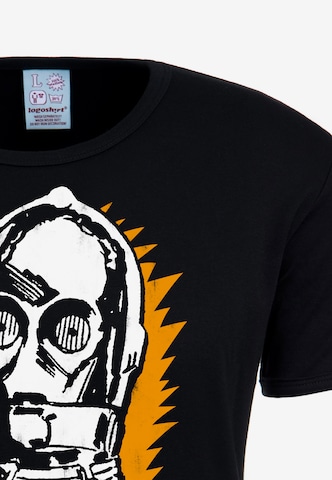 LOGOSHIRT Cooles T-Shirt mit 'C-3PO'-Print in Schwarz