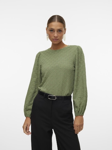 VERO MODA Bluse 'FLOWER' i grøn: forside