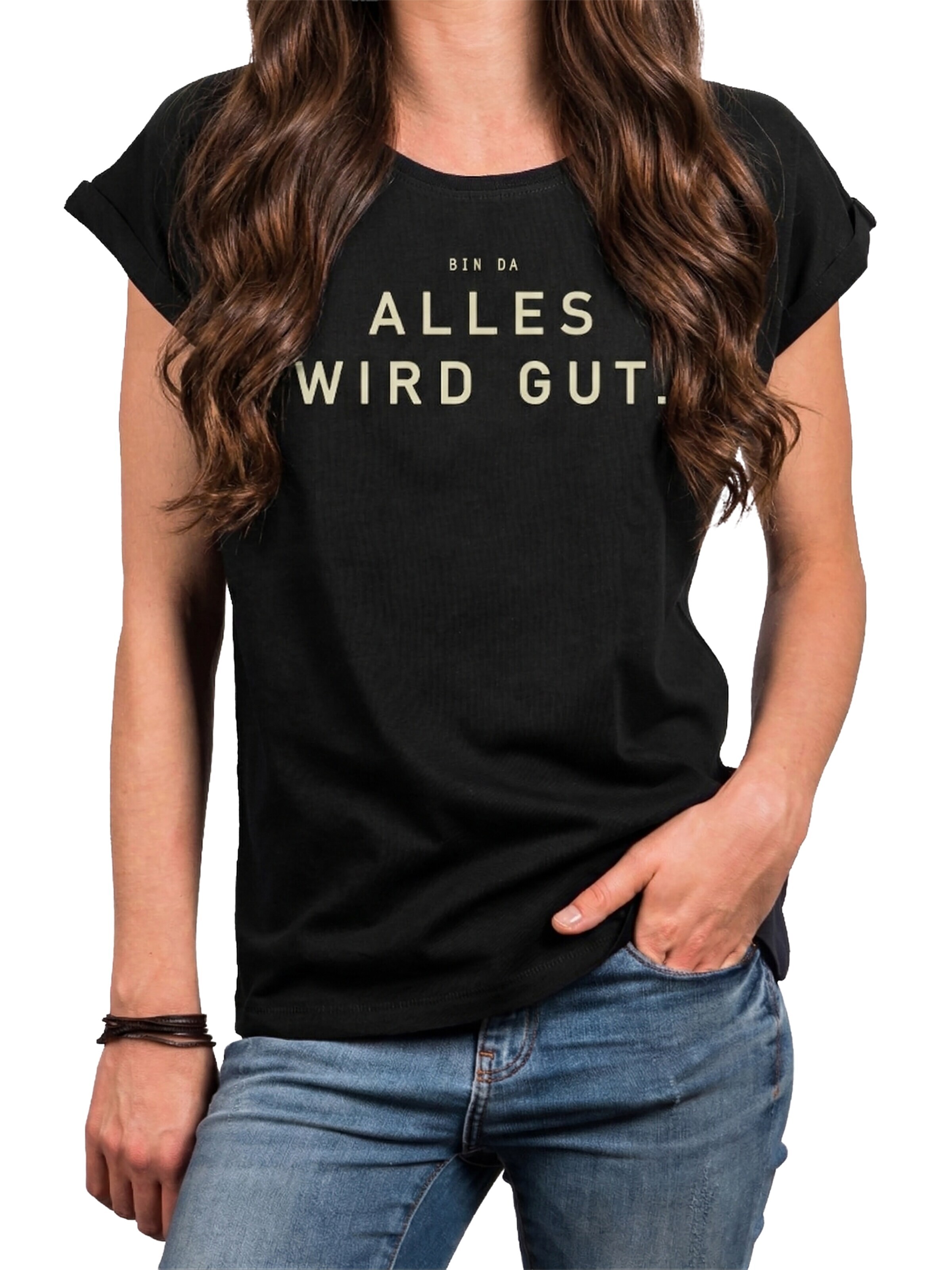 MAKAYA Shirt 'Bin da alles wird gut' in Black: front