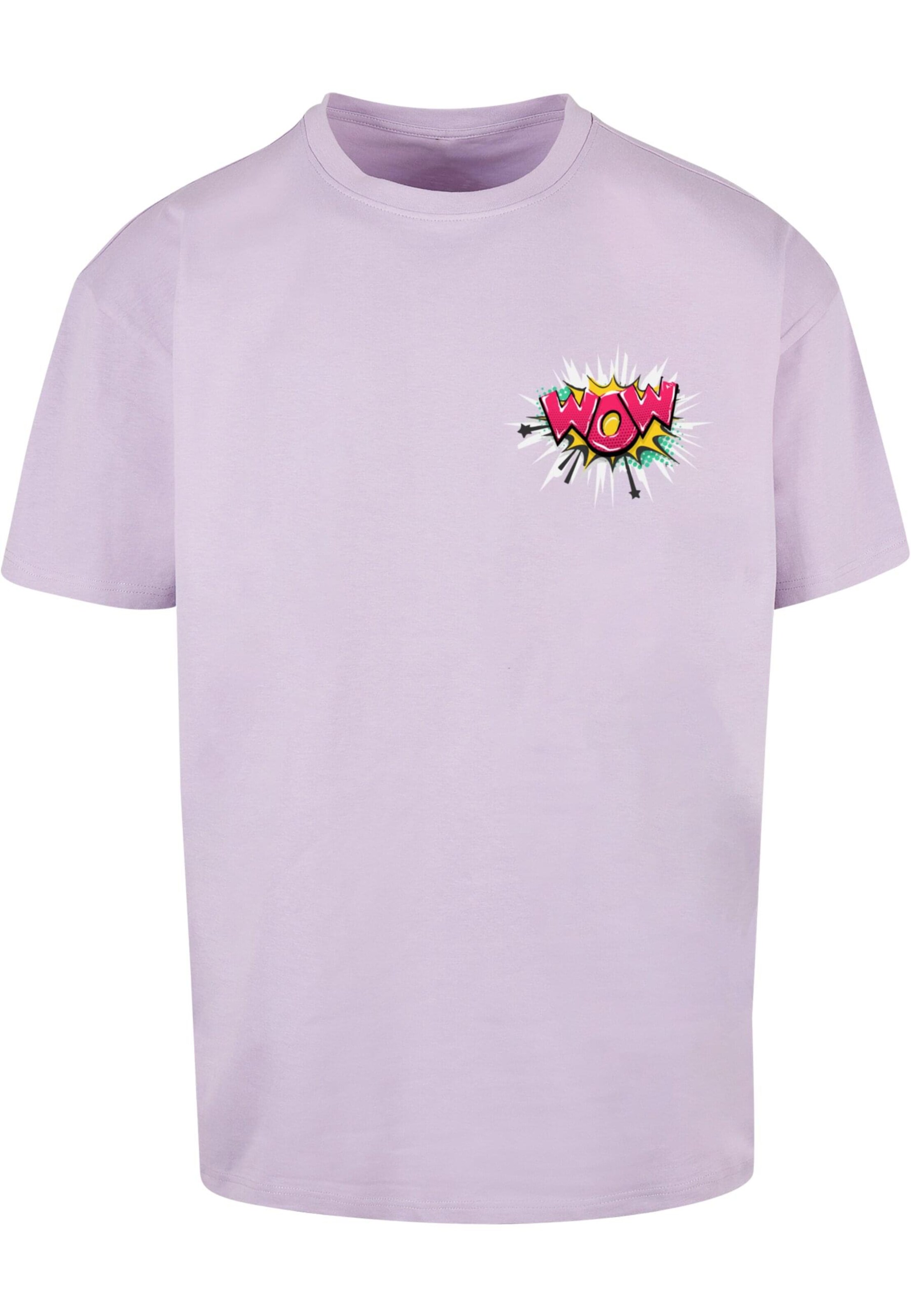 Merchcode Shirt 'Wow Comic' in Lila: voorkant