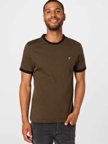 Lyle & Scott T-shirt 'Ringer' i brun: framsida