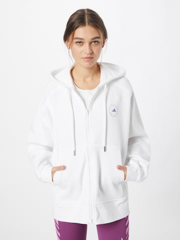 ADIDAS BY STELLA MCCARTNEY - Sudadera con cremallera deportiva en blanco: frente