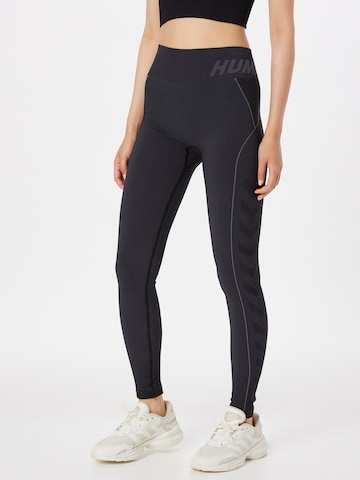 Hummel Skinny Sporthose 'Christel' in Schwarz: Vorderseite