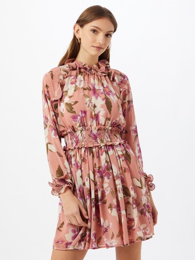 Forever Unique Kleid in oliv / lila / altrosa / naturweiß, Modelansicht