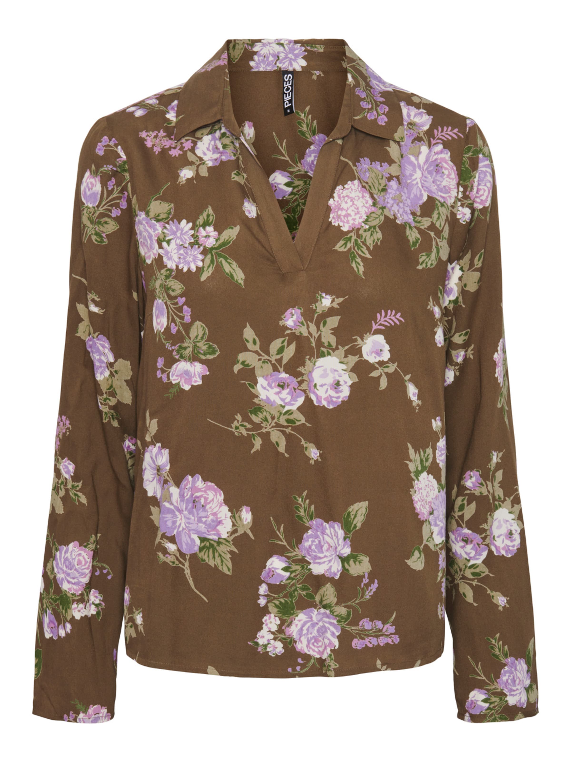 PIECES Bluse 'NYA' in Braun: Vorderseite