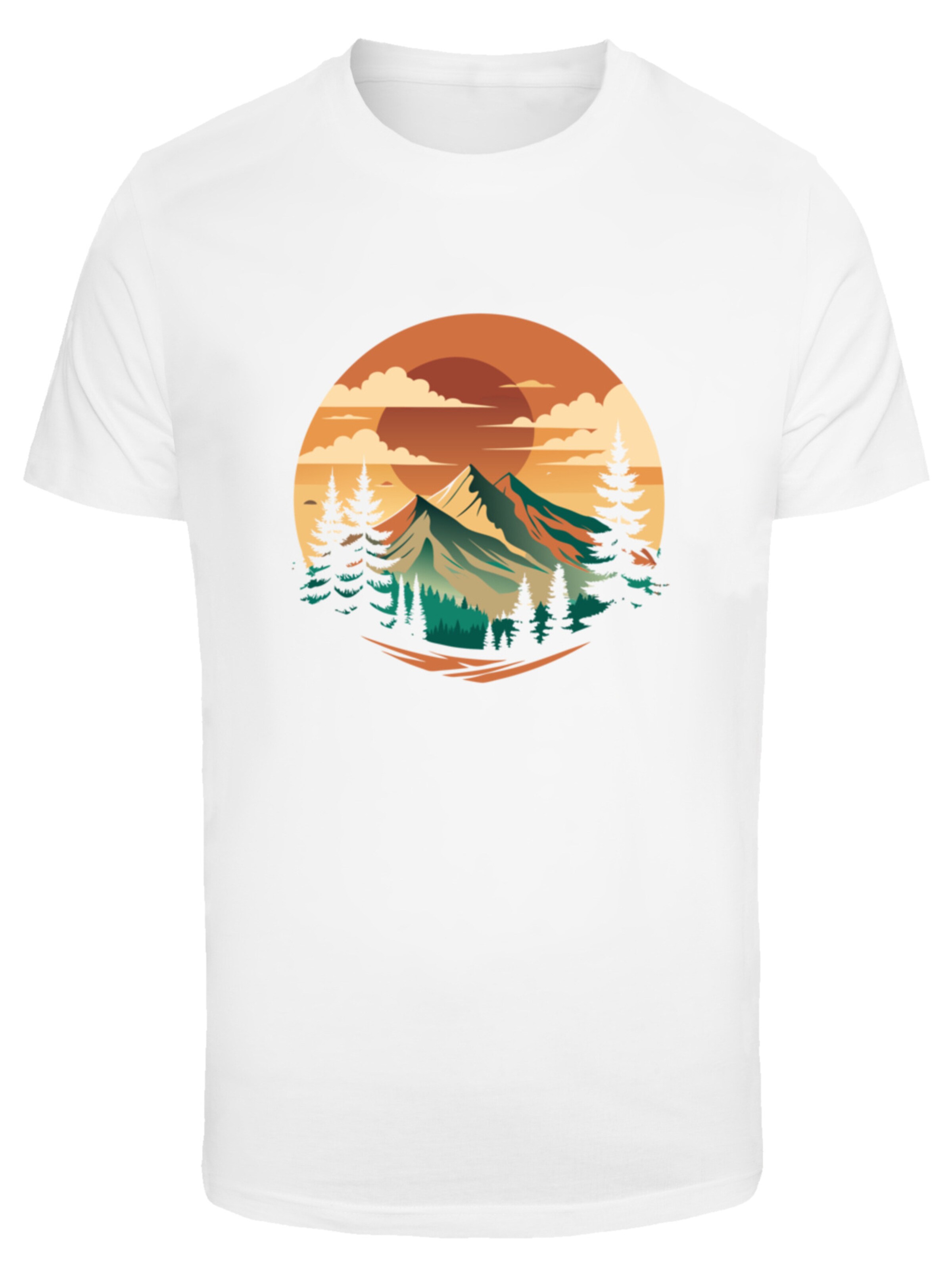 F4NT4STIC T-Shirt 'Sonnenuntergang Berglandschaft' in Weiß: Vorderseite
