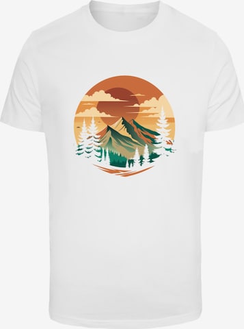 F4NT4STIC T-Shirt 'Sonnenuntergang Berglandschaft' in Weiß: Vorderseite