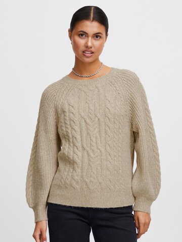 Pull-over ICHI en beige : devant