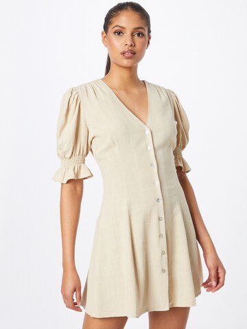 Nasty Gal - Vestido camisero en beige: frente