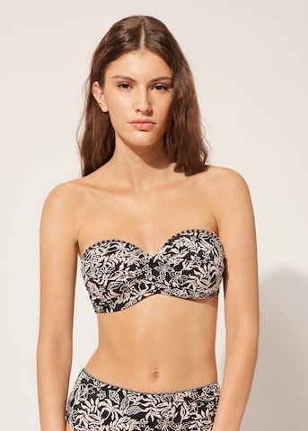 CALZEDONIA Bandeau Bikini Top in Black: front