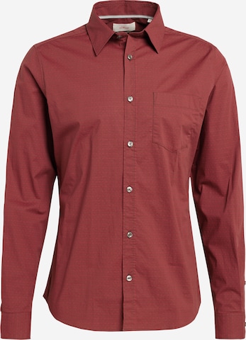 s.Oliver - Slim Fit Camisa em vermelho: frente